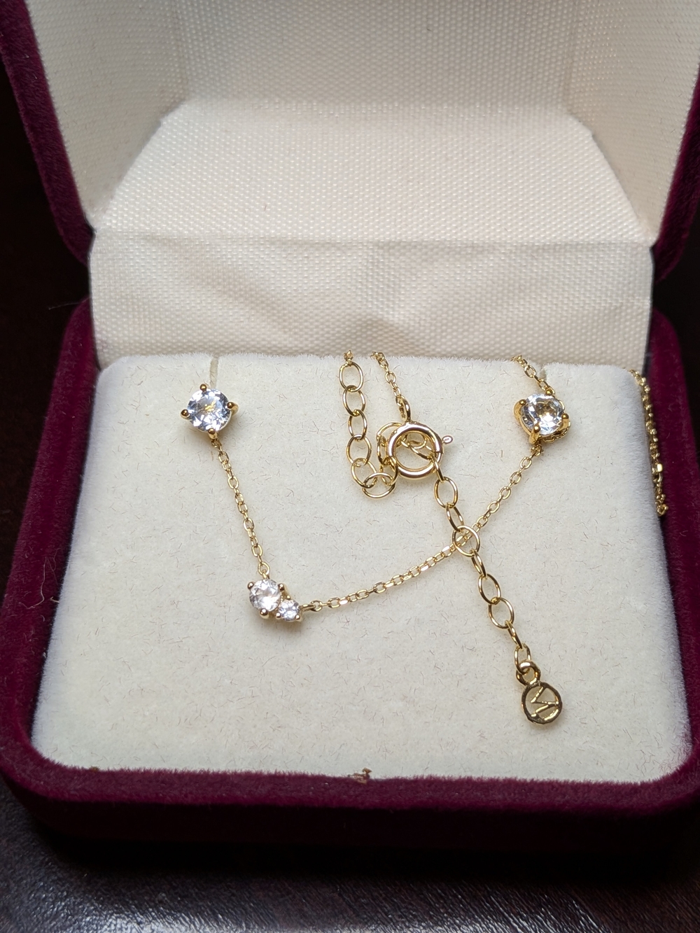 Mejuri Set Gold Hue 14k Gold Necklace & 18k Vermeil White Topaz Stud Earrings